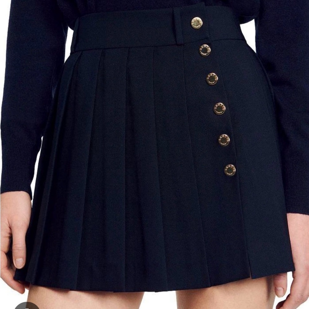 Sandro Black Mini Skater Skirt for Work